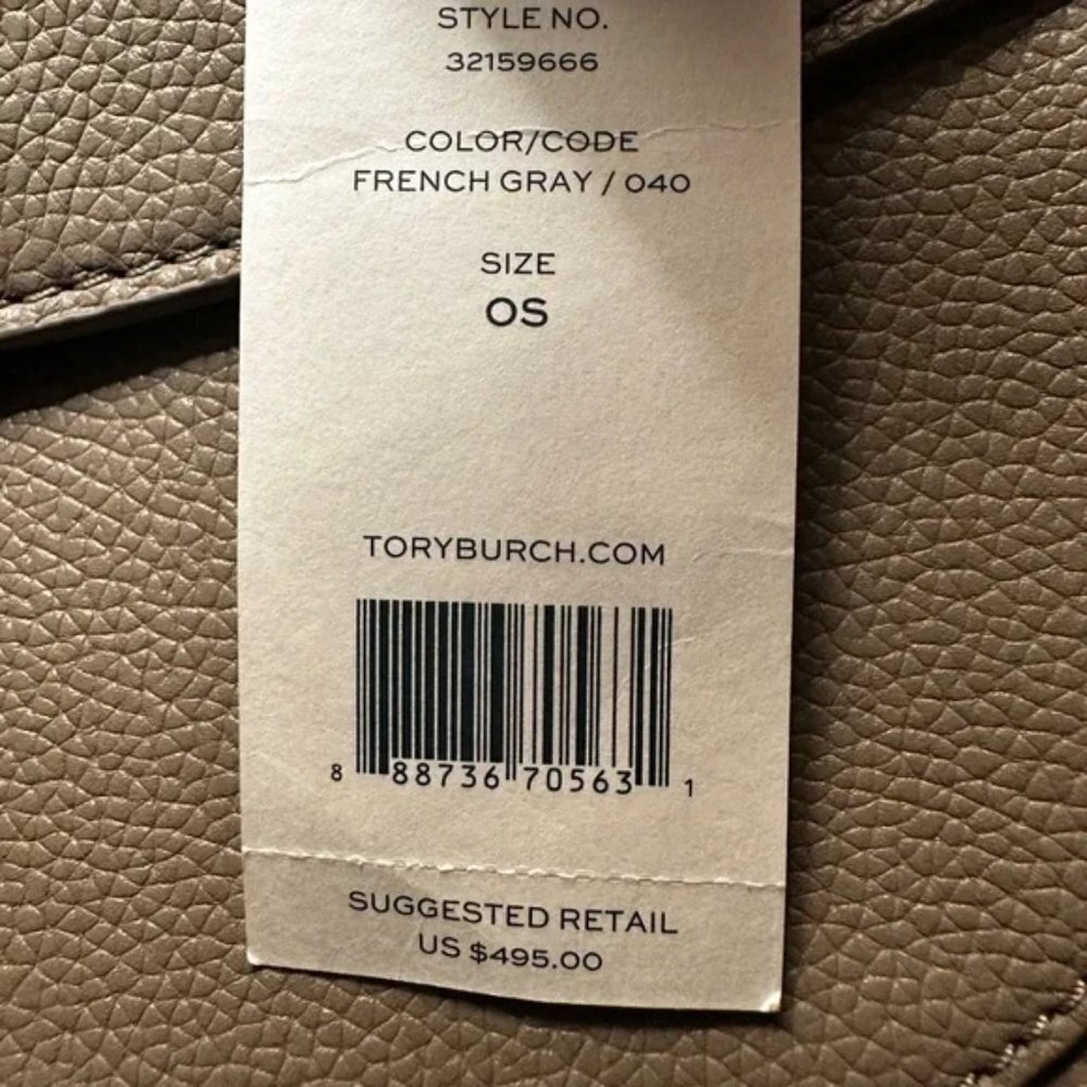 Tory Burch Pebbled Leather Saddle Crossbody Bag French Gray w/ Lock NWT $495 - Picture 3 of 10